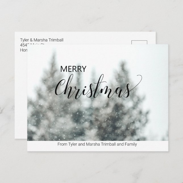 Simple No Photo Personalised Christmas Postcard (Front/Back)