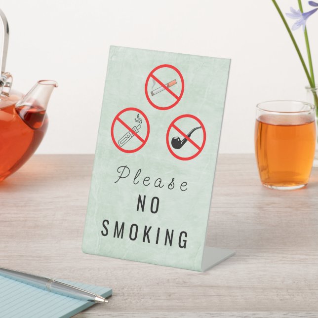 simple No Smoking tabletop Sign (In SItu)