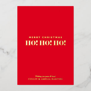 Simple Non-Photo Ho! Ho! Ho!  Foil Holiday Card
