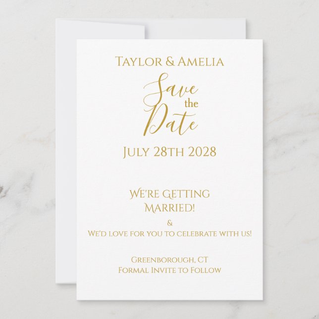 Simple Non-Photo Wedding Save the Date Invitation (Front)
