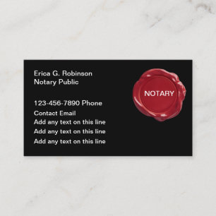 Simple Notary Public Wax Seal Theme Business Card