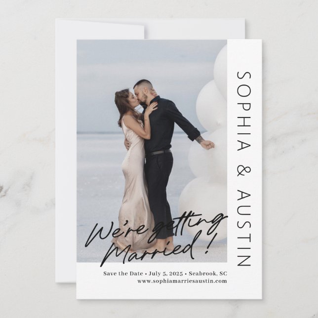 Simple Note Editable Colour Save The Date Card (Front)