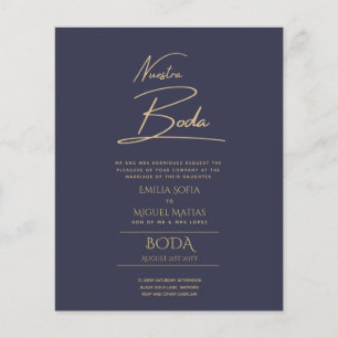 Simple Nuestra BODA Spanish Wedding Text Only Inv