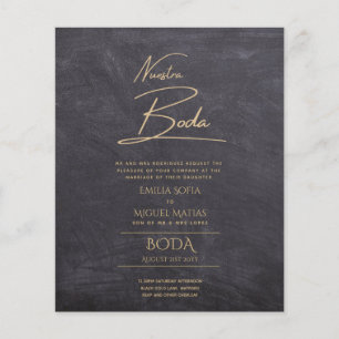 Simple Nuestra BODA Spanish Wedding Text Only Inv