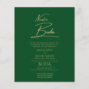 Simple Nuestra BODA Spanish Wedding Text Only Inv