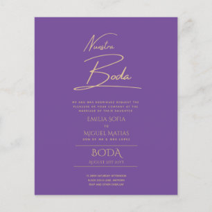 Simple Nuestra BODA Spanish Wedding Text Only Inv