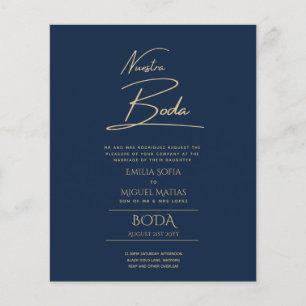 Simple Nuestra BODA Spanish Wedding Text Only Inv Flyer
