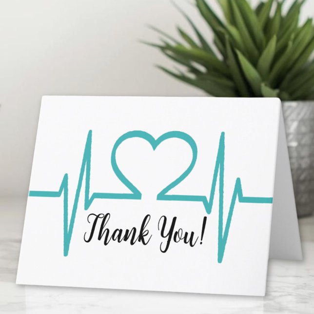 Simple Nurse Doctor Healthcare Medical Thank You Card (Simple Heart Beat Nurse Doctor Healthcare Medical Thank You Card)