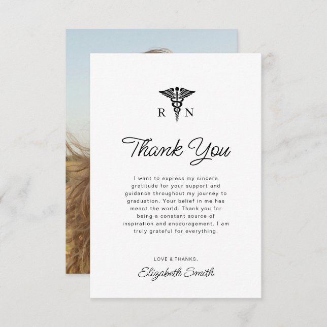 simple nursing graduation thank you card (Front/Back)