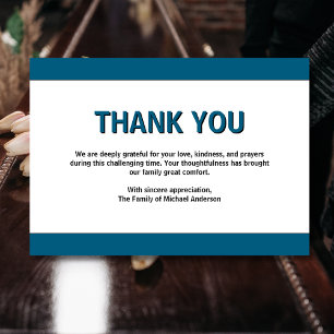 Simple ocean blue Traditional Sympathy Funeral Thank You Card