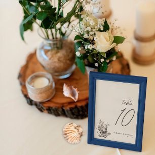 Simple Ocean Coral Sea Beach Wedding Seating Table Number