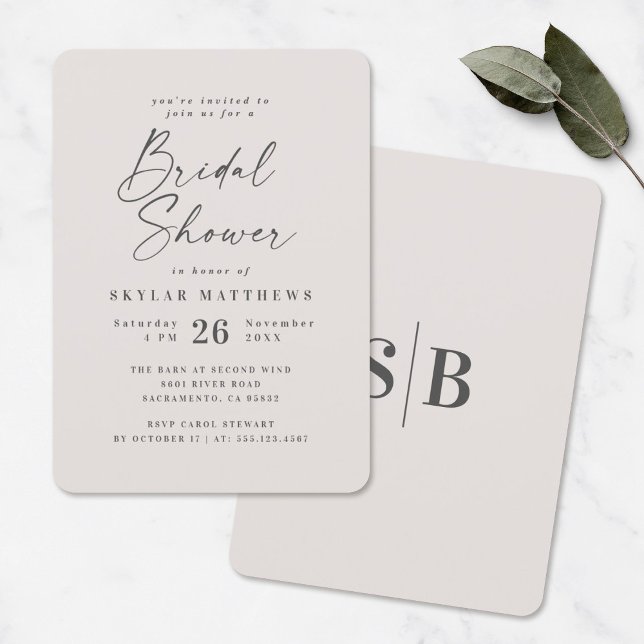 Simple Off-White Ivory Solid Colour Bridal Shower Invitation (Creator Uploaded)