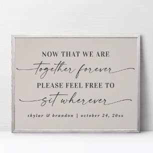 Simple Off-White Seating Wedding Ceremony Sign