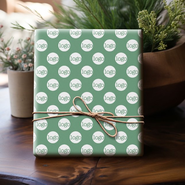 Simple Office Business Logo Pattern - Green Wrapping Paper (Custom Wrapping Paper with Your Logo - Add Your Logo for a fun personalized gift paper!)