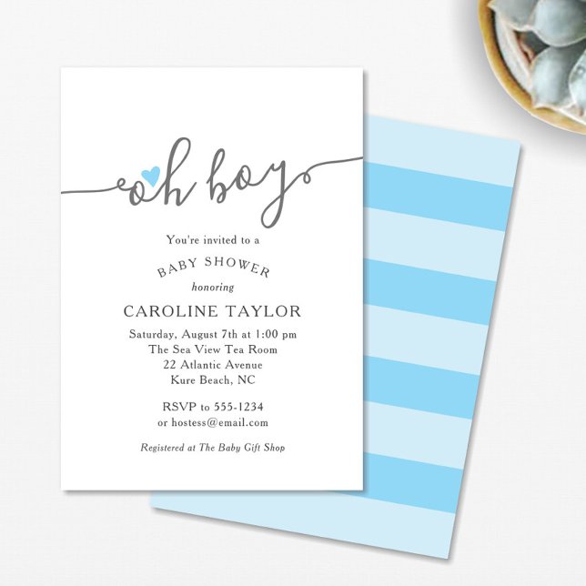 Simple Oh Boy Baby Shower Invitation (Creator Uploaded)