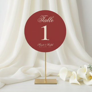 Simple Old Money Bold Red Wedding Table Numbers