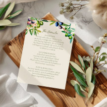 Simple Olive Branch Mediterranean Wedding Details
