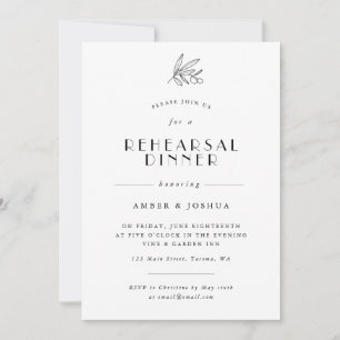 Simple Olive Branch Rehearsal Dinner Invitation