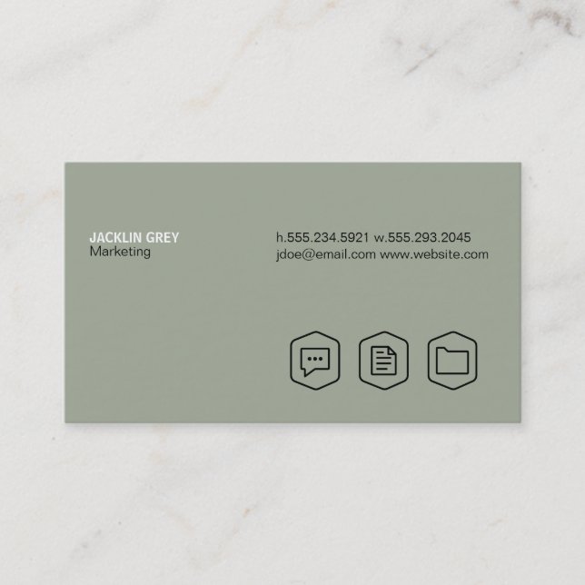 Simple (olive green) business card (Front)