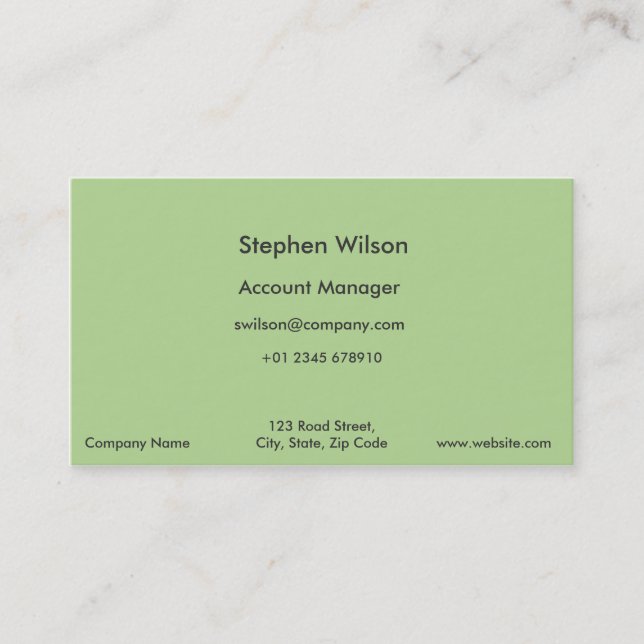 Simple Olive Green Business Cards Single Colour (Front)