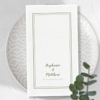 Simple Olive Green Modern Minimalist Wedding Napkin