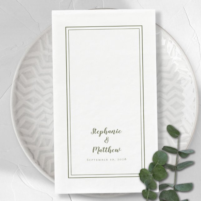 Simple Olive Green Modern Minimalist Wedding Napkin (Simple Olive Green Modern Minimalist Wedding Paper Guest Towels)