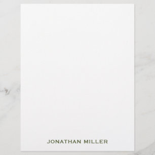 Simple Olive Green Typographic Name Stationery Custom Letterhead