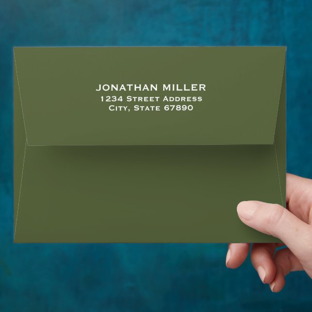 Simple Olive Typographic Name Return Address Envelope (Hand)