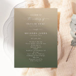Simple Ombre Dark Green & Gold Wedding Ceremony Programme<br><div class="desc">Simple Ombre Dark Green & Gold Wedding Ceremony Program. This modern minimal Order of Services Card is simple classic and elegant with a subtle ombre gradient fade and a pretty signature script calligraphy font with tails. Shown in the Chic Ombre Dark Green & Gold Colorway. Available in several colour options,...</div>