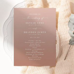 Simple Ombre Terracotta & Blush Wedding Ceremony Programme