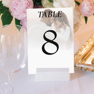 Simple Ombre White Photo Wedding Reception Table Number