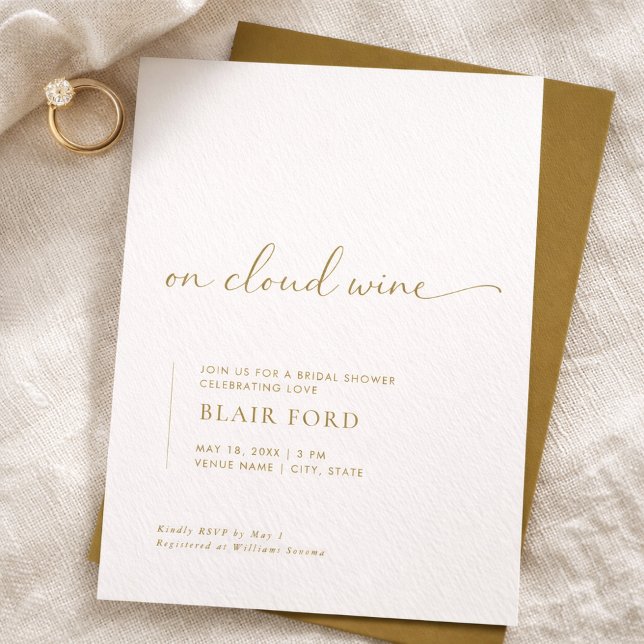 Simple On Cloud Wine Bridal Shower Invitation (Creator Uploaded)