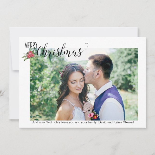 Simple One Large Horizontal photo Christmas Card (Front)