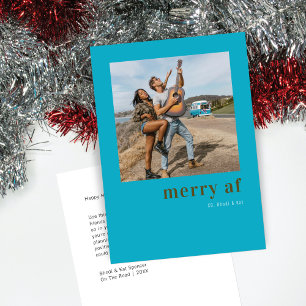 Simple One Photo Christmas   Merry Af  Holiday Card