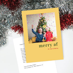 Simple One Photo Christmas Merry Af Holiday Card