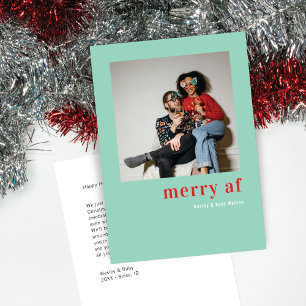 Simple One Photo Christmas   Merry Af  Holiday Card