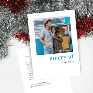 Simple One Photo Christmas   Merry Af  Holiday Card
