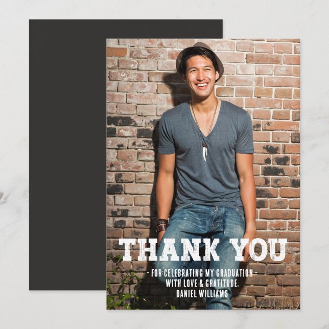 Simple One Photo Graduation  Thank You Card (Front/Back)