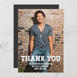 Simple One Photo Graduation  Thank You Card