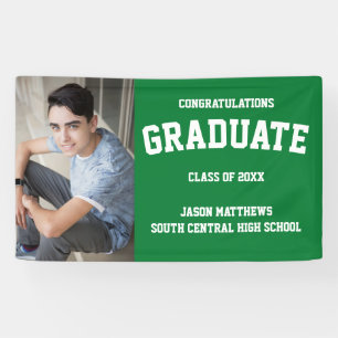Simple One Photo Green Graduation Banner