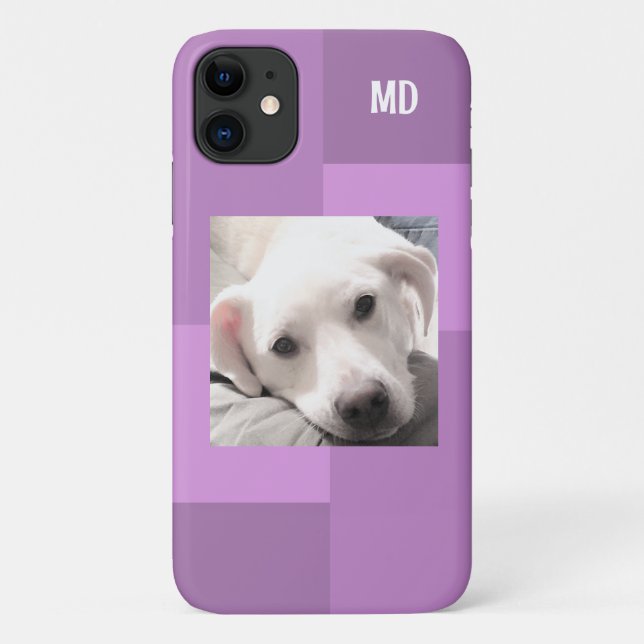 Simple One Photo Modern Square Design Light Purple Case-Mate iPhone Case (Back)