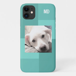 Simple One Photo Modern Square Design Teal Blue iPhone 11 Case
