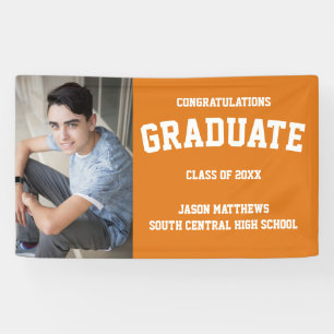 Simple One Photo Orange Graduation Banner