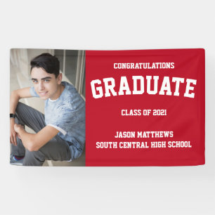Simple One Photo Red Graduation Banner
