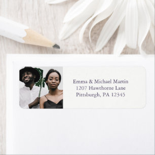 Simple One Photo Wedding Return Labels