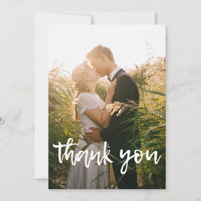 Simple One Photo Wedding Thank You Card (Front)