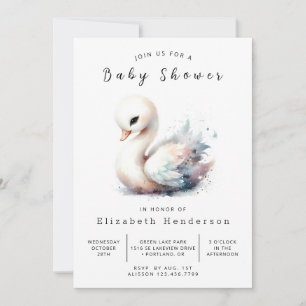 Simple Online Swan Baby Shower Invitation