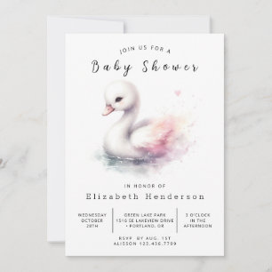 Simple Online Swan Baby Shower Invitation