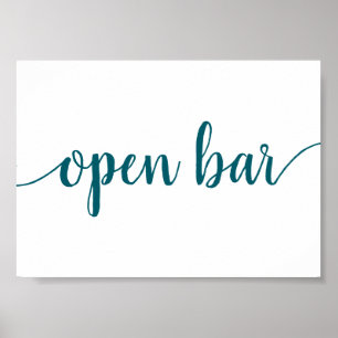 Simple Open Bar   Teal Aqua Any Event Sign