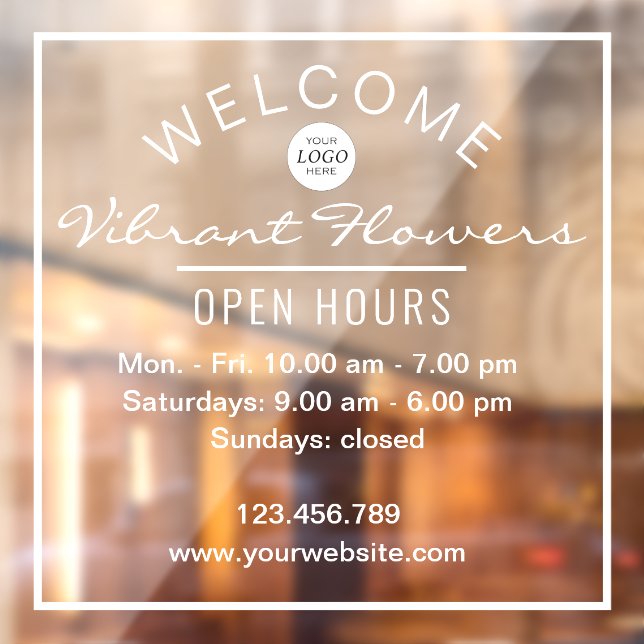 Simple open hours store welcome sign window decals (Sheet 2)
